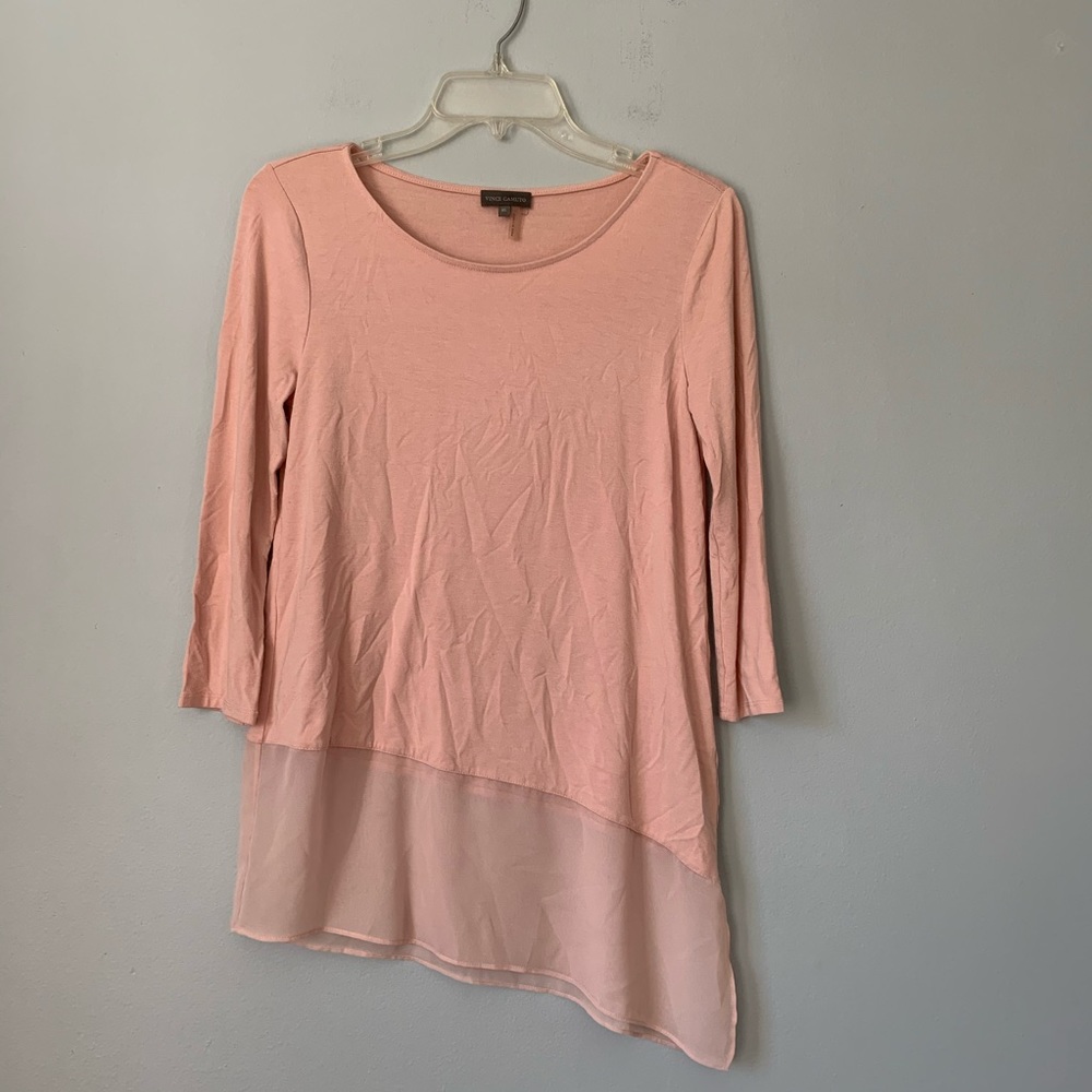Vince Camuto Blush Pink Diagonal Hem Blouse